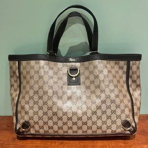 100% Authentic Gucci Abbey-D Ring Tote Supreme Coated Canvas Bag
